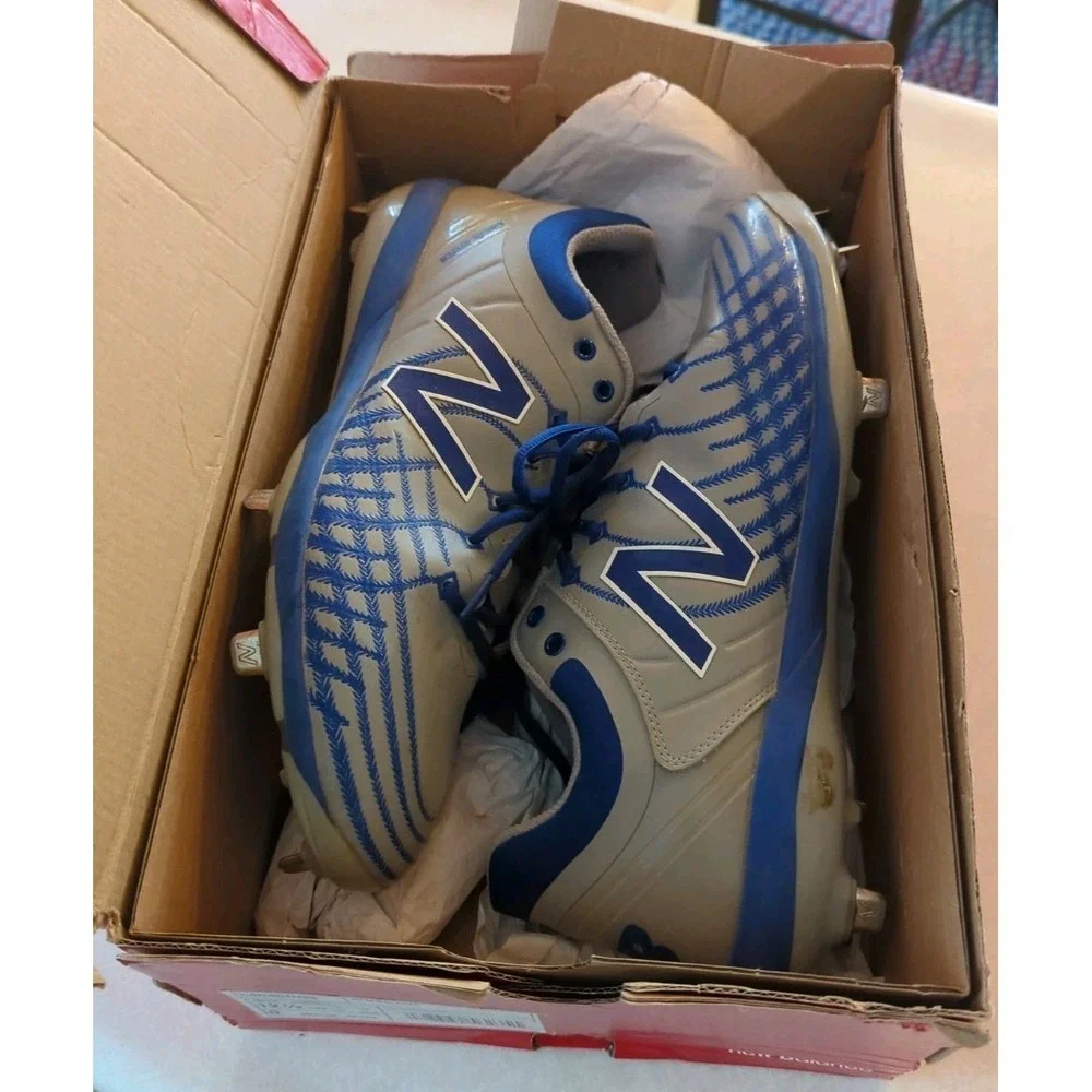 New Balance Baseball Cleats Men's Gray &‎ Blue Pre-Owned Size 12.5